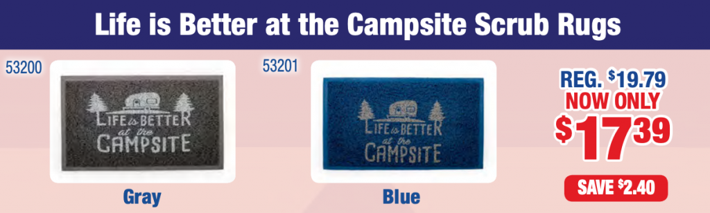 life's better at the campsite scrub mat
